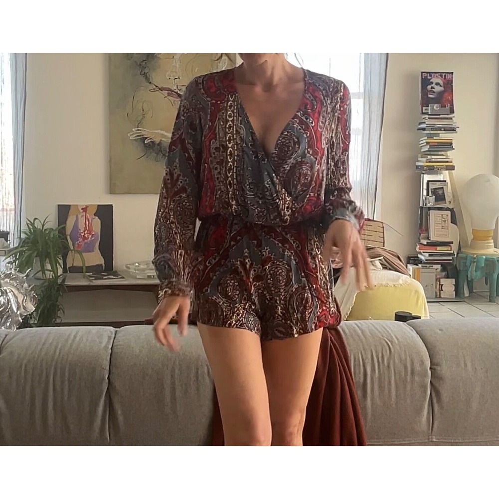 PLANET BLUE BLU MOON Romper Paisley Denim-esque BOHO Gypsy Beach XS/S fit